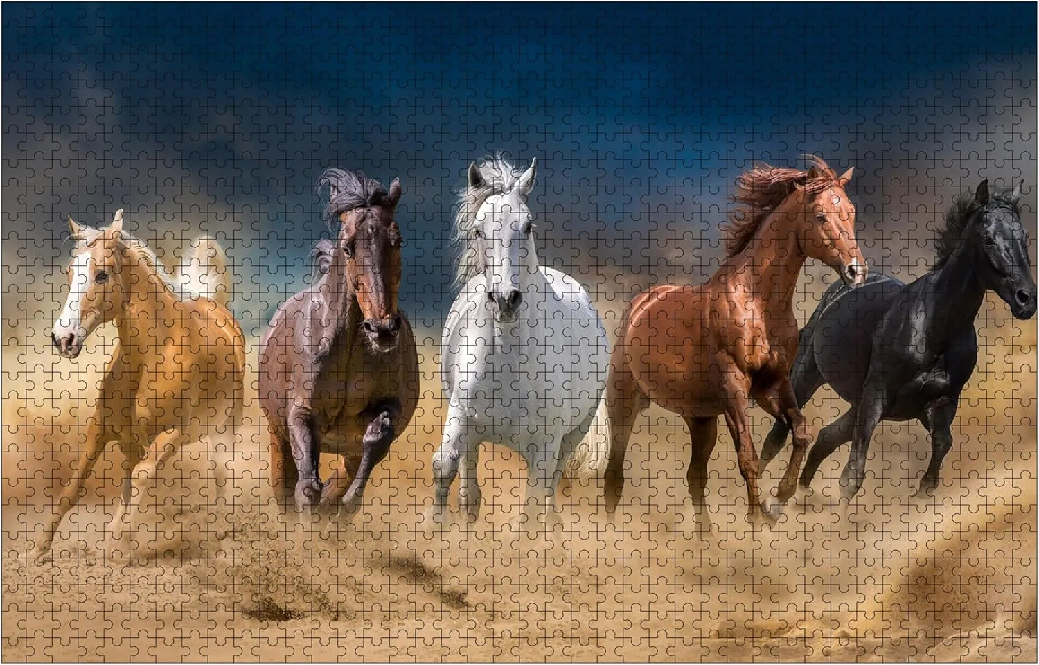 А Herd of Horses Runs Forward in a Desert Storm Wooden Puzzles for Adults 1000 Piece Jigsaw Puzzles Puzzle 30"x 20"