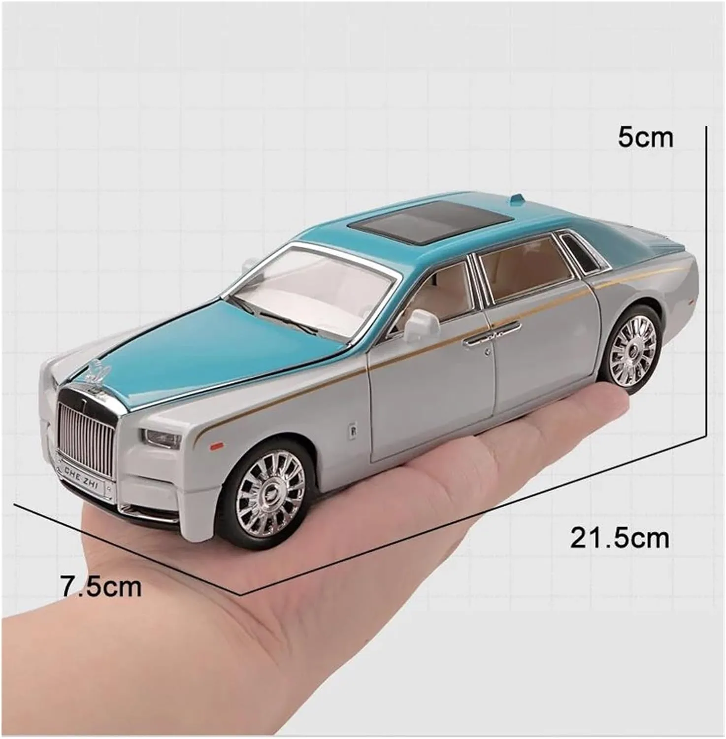 1 24 for Rolls Royce Phantom Mansory Alloy Car Diecast Toy Vehicles Car Model Sound and Light Pull Back Car Gifts Simulation Vehicle Playset(Black)