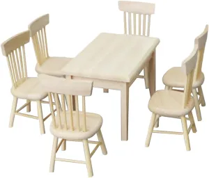 1 Set Doll Furniture Miniature Furniture Decorative 1/12 Scale Miniature Table Chair Set For Dollhouse Kitchen Food Decoration Accessories ( As Shown B)