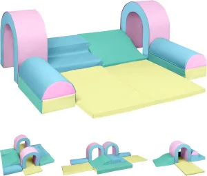 10 Piece Foam Climbing Blocks, Soft Climbing Toys for Toddlers, Lightweight Baby Climbing Gym, Indoor Baby Activity Play Set for Crawling Climbing and Sliding (Pink)
