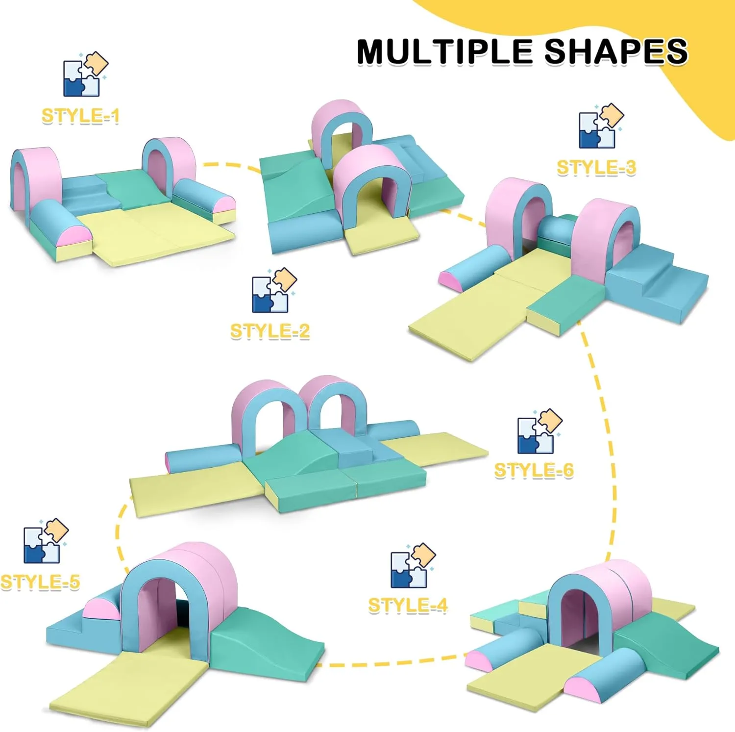 10 Piece Foam Climbing Blocks, Soft Climbing Toys for Toddlers, Lightweight Baby Climbing Gym, Indoor Baby Activity Play Set for Crawling Climbing and Sliding (Pink)