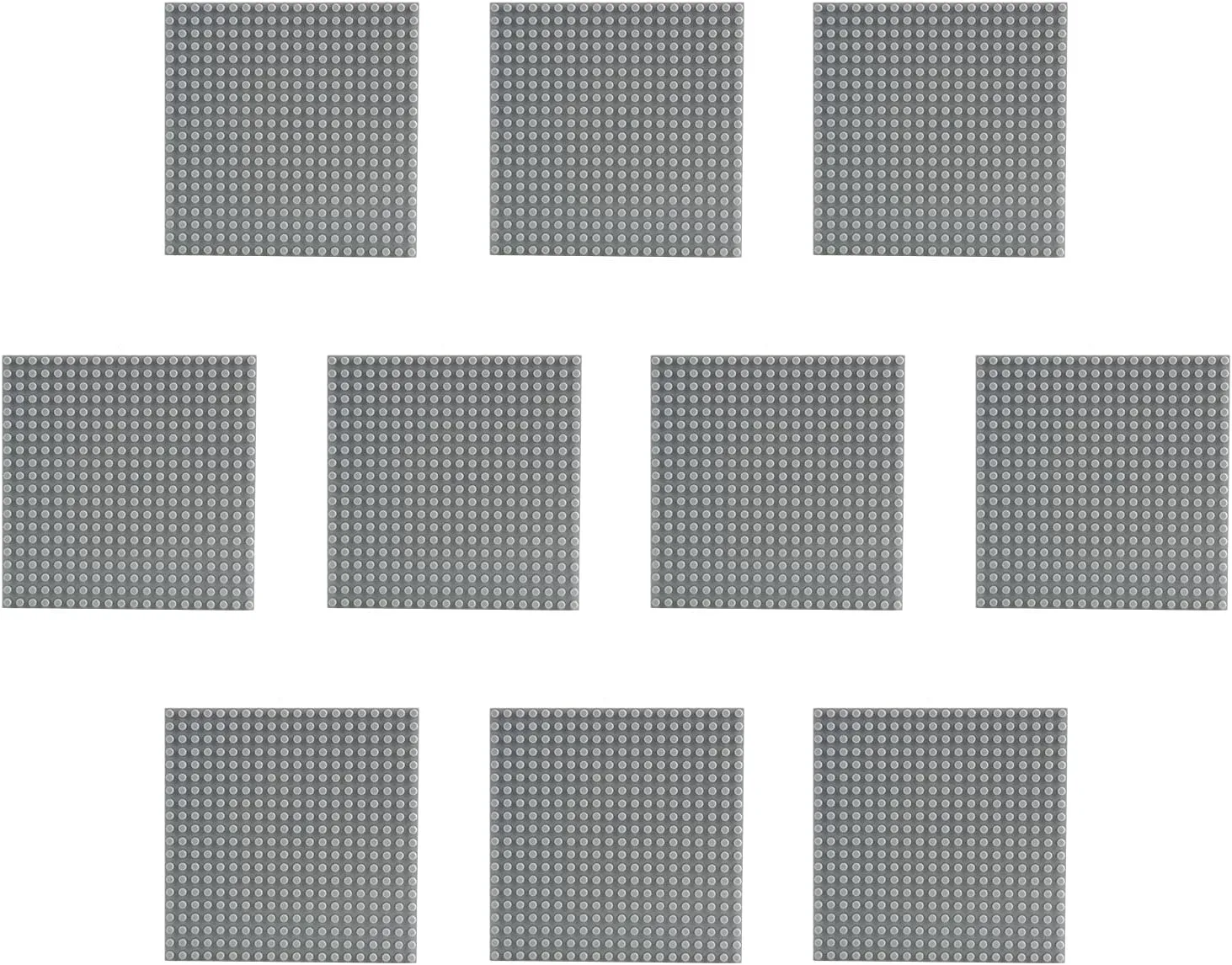 10 Pieces Brick Building Blocks Baseplates,Board for Micro Blocks Compatible with All Major Brick Brands JMDB-02(Square,Grey)