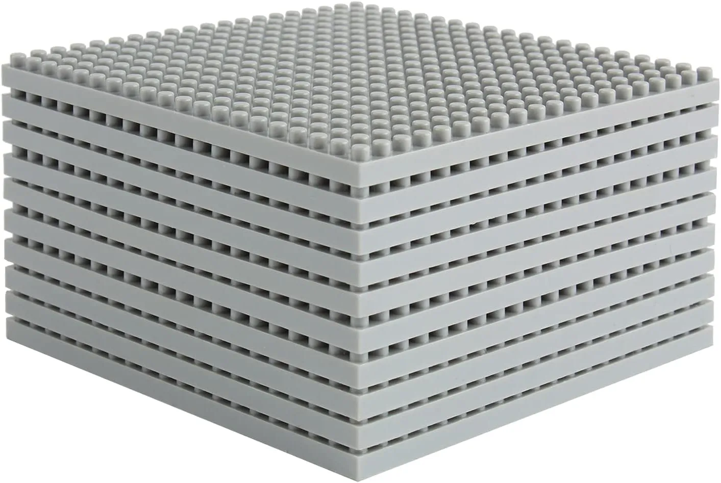 10 Pieces Brick Building Blocks Baseplates,Board for Micro Blocks Compatible with All Major Brick Brands JMDB-02(Square,Grey)