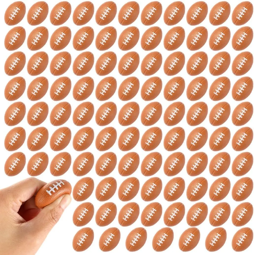 100 Mini Foam Footballs, Stress Balls for Relaxation, Rewards, and Decoration