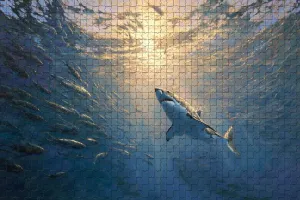 1000 Piece Jigsaw Puzzle for Adults Great White Shark and School of Fish Underwater Challenging and Awe-Inspiring Puzzle Game for Marine Life Enthusiasts Wall Decor Gift Family Game Night Fun