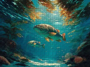1000 Piece Jigsaw Puzzle for Adults Underwater Kelp Forest with Large Fish Challenging and Peaceful Puzzle Game for Ocean Lovers Wall Decor Gift Family Game Night Fun