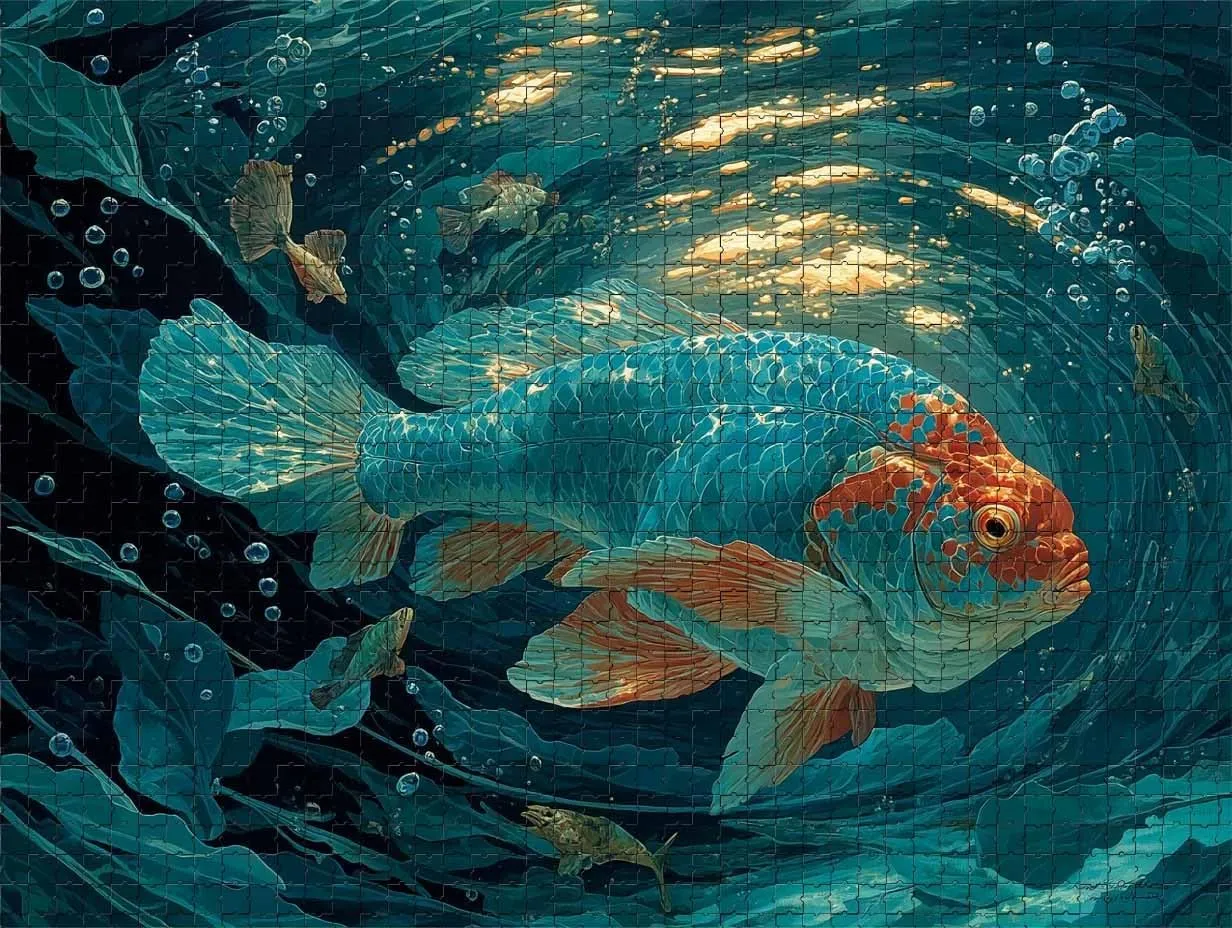 1000 Piece Jigsaw Puzzle for Adults Vibrant Goldfish in an Underwater Scene Challenging and Peaceful Puzzle Game for Adults, Nature Enthusiasts, Fish Lovers Wall Decor Gift Family Game Night Fun