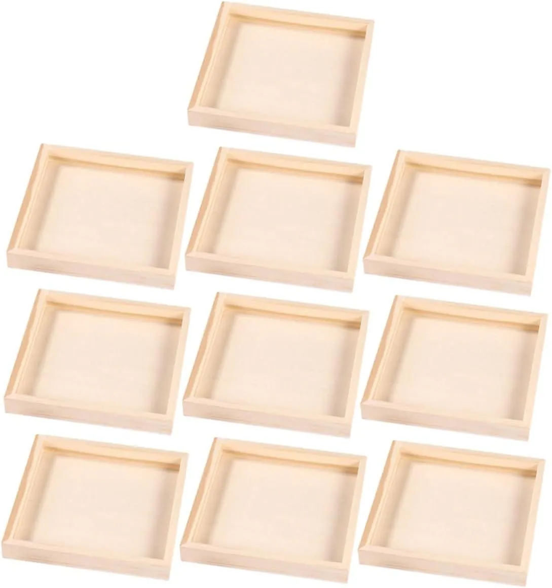 10Pcs Block Tray Unfinished Wood Serving Organizer for Puzzle for Storage and Organization of Building Blocks and Versatile Design