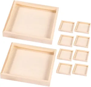 10Pcs Serving Trays Unfinished Wood Puzzle Sorting Tray and Easy to Clean Organizer for Games