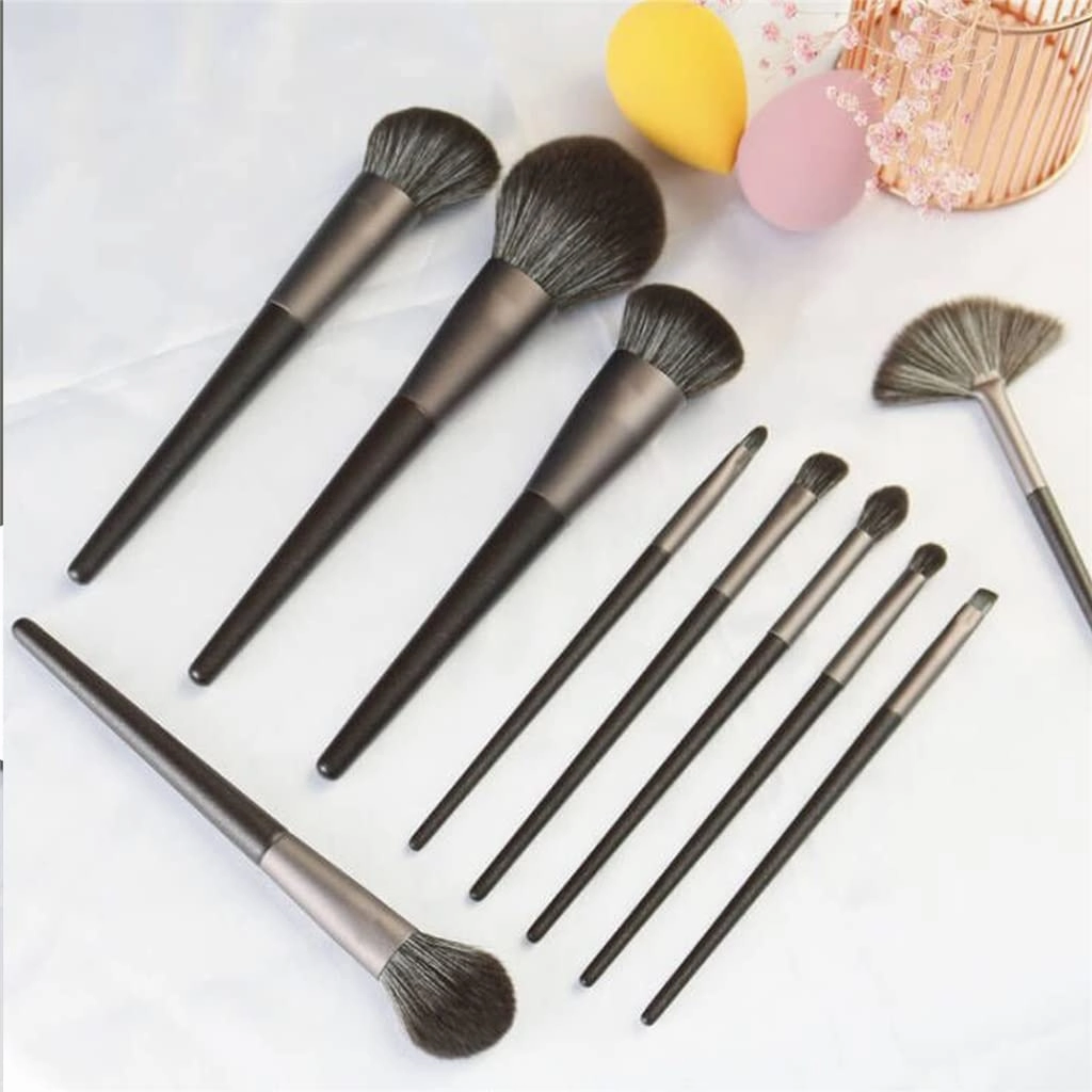 10Pcs Makeup Brushes Set Professional Natural Goat Hair Brushes Foundation Powder Eyeshadow Make Up Brushes(D)