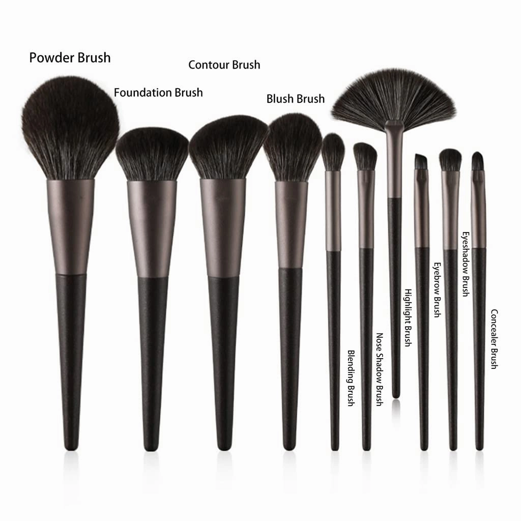 10Pcs Makeup Brushes Set Professional Natural Goat Hair Brushes Foundation Powder Eyeshadow Make Up Brushes(D)