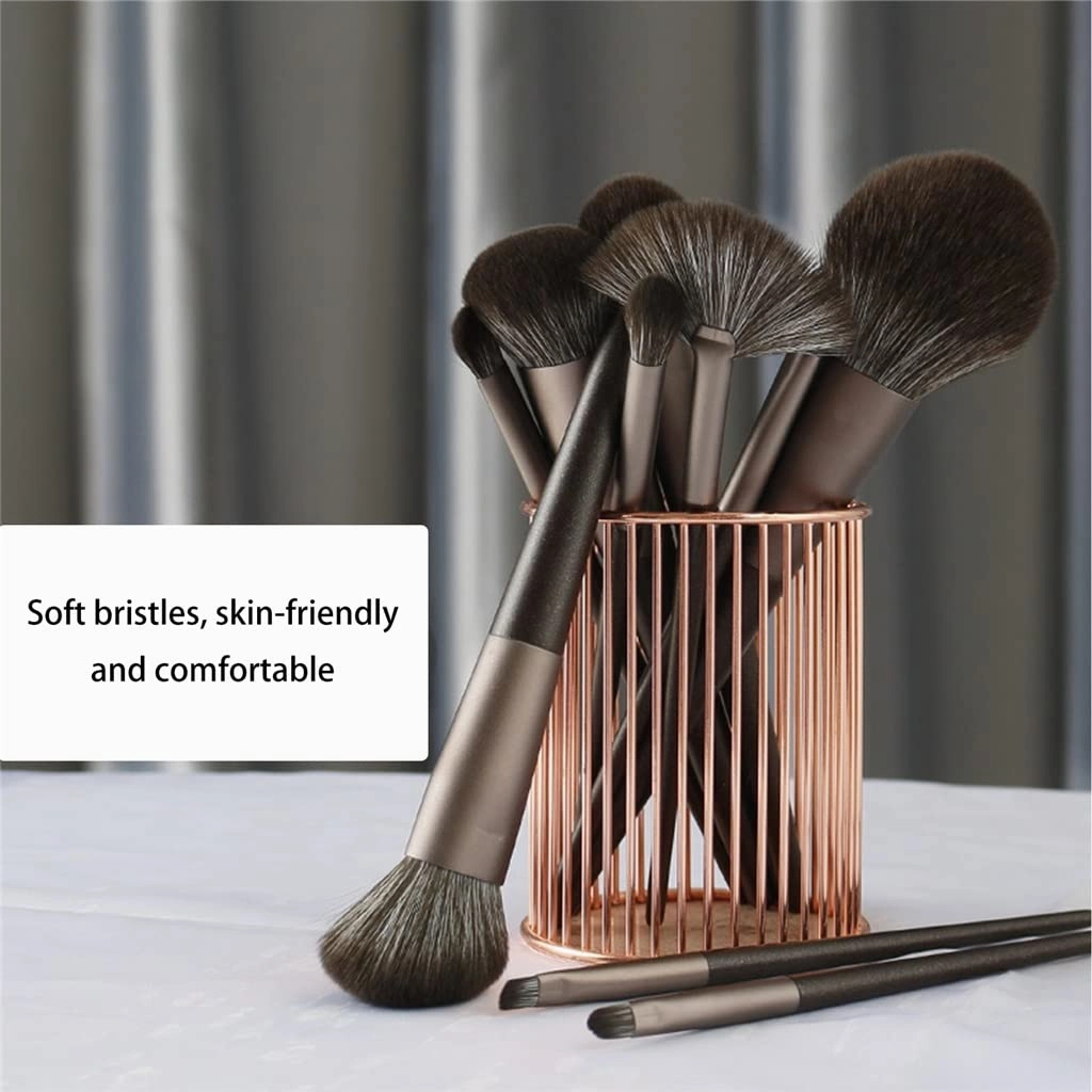 10Pcs Makeup Brushes Set Professional Natural Goat Hair Brushes Foundation Powder Eyeshadow Make Up Brushes(D)