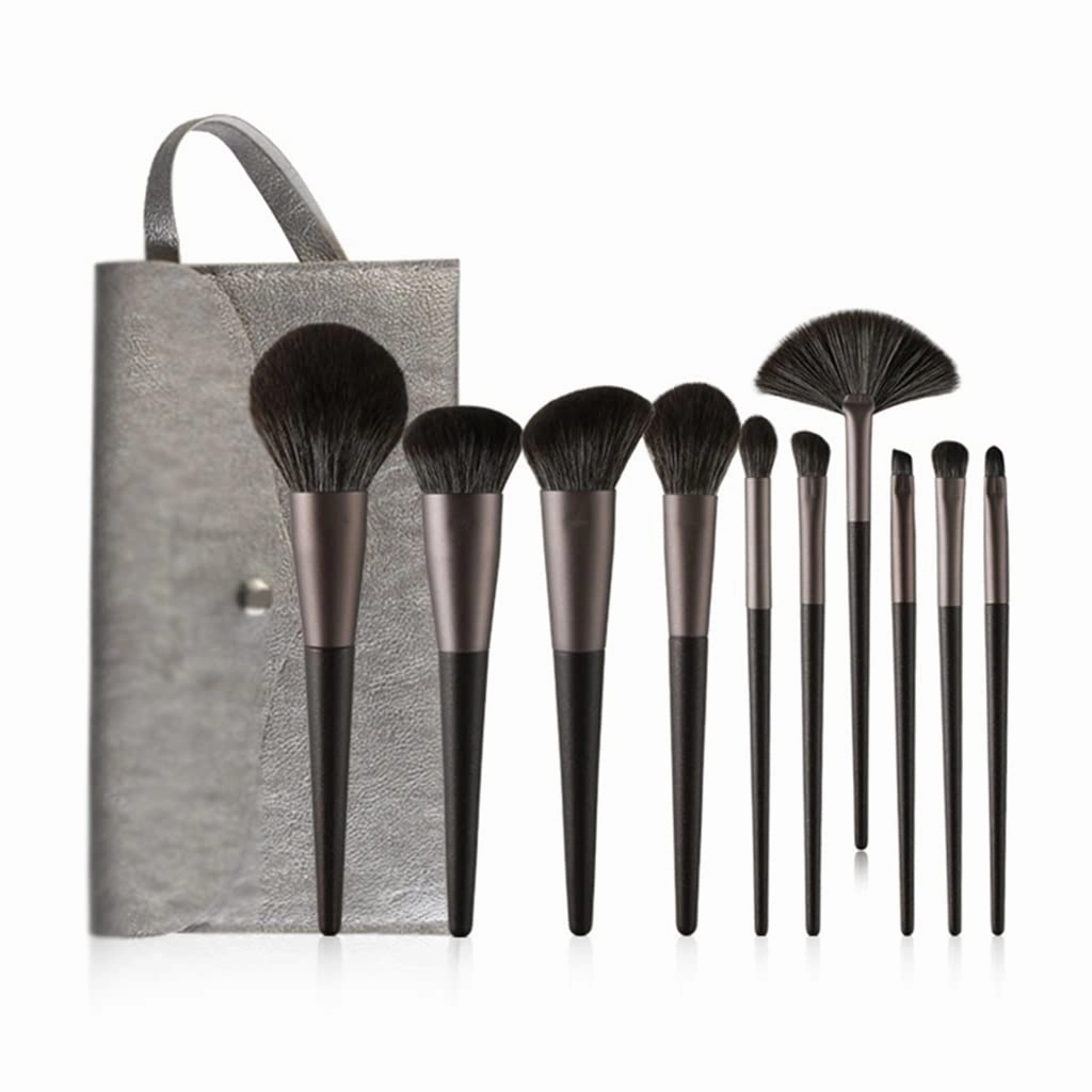 10Pcs Makeup Brushes Set Professional Natural Goat Hair Brushes Foundation Powder Eyeshadow Make Up Brushes(D)