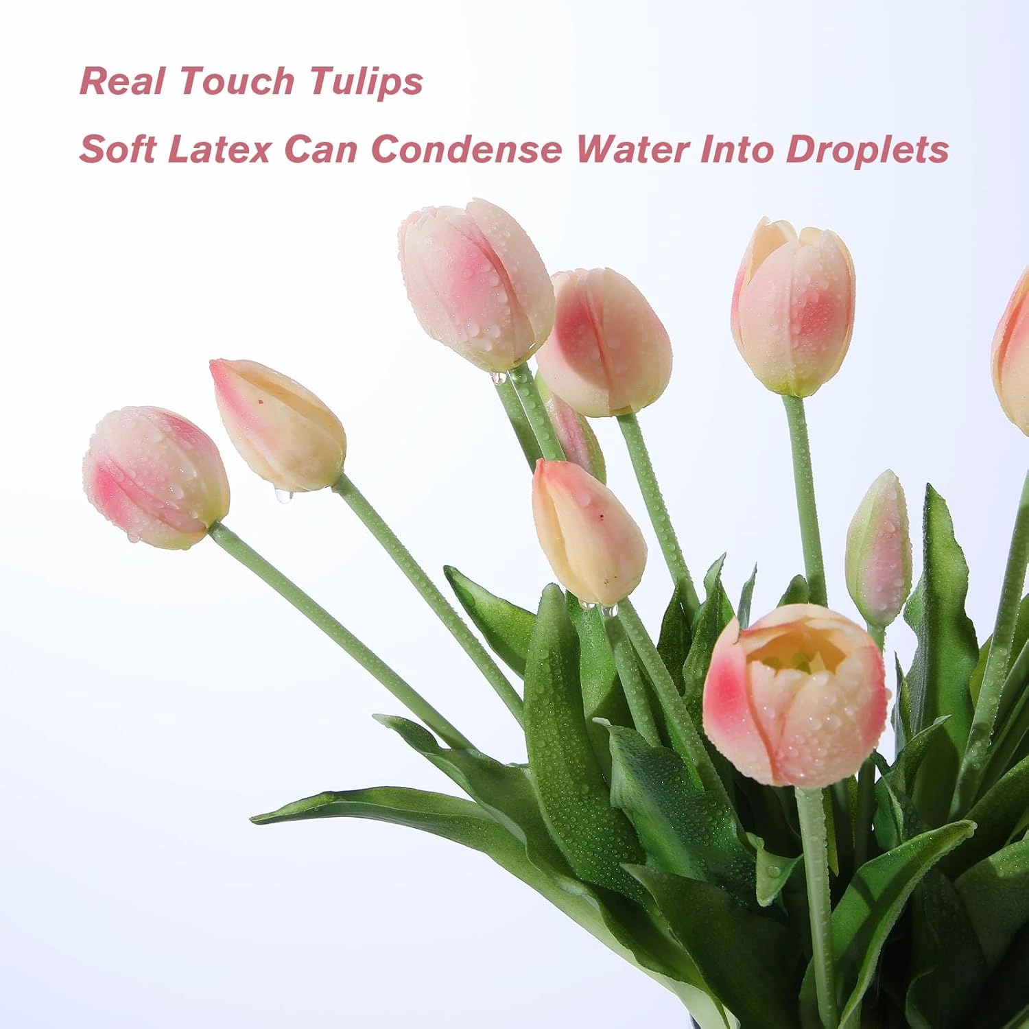 10PCS Peachy Fake Tulips Artificial Flowers Real Touch Latex Faux Tulips UV Resistant Fake Flowers Bouquet for Table Home Decor Party Wedding Garden Decoration