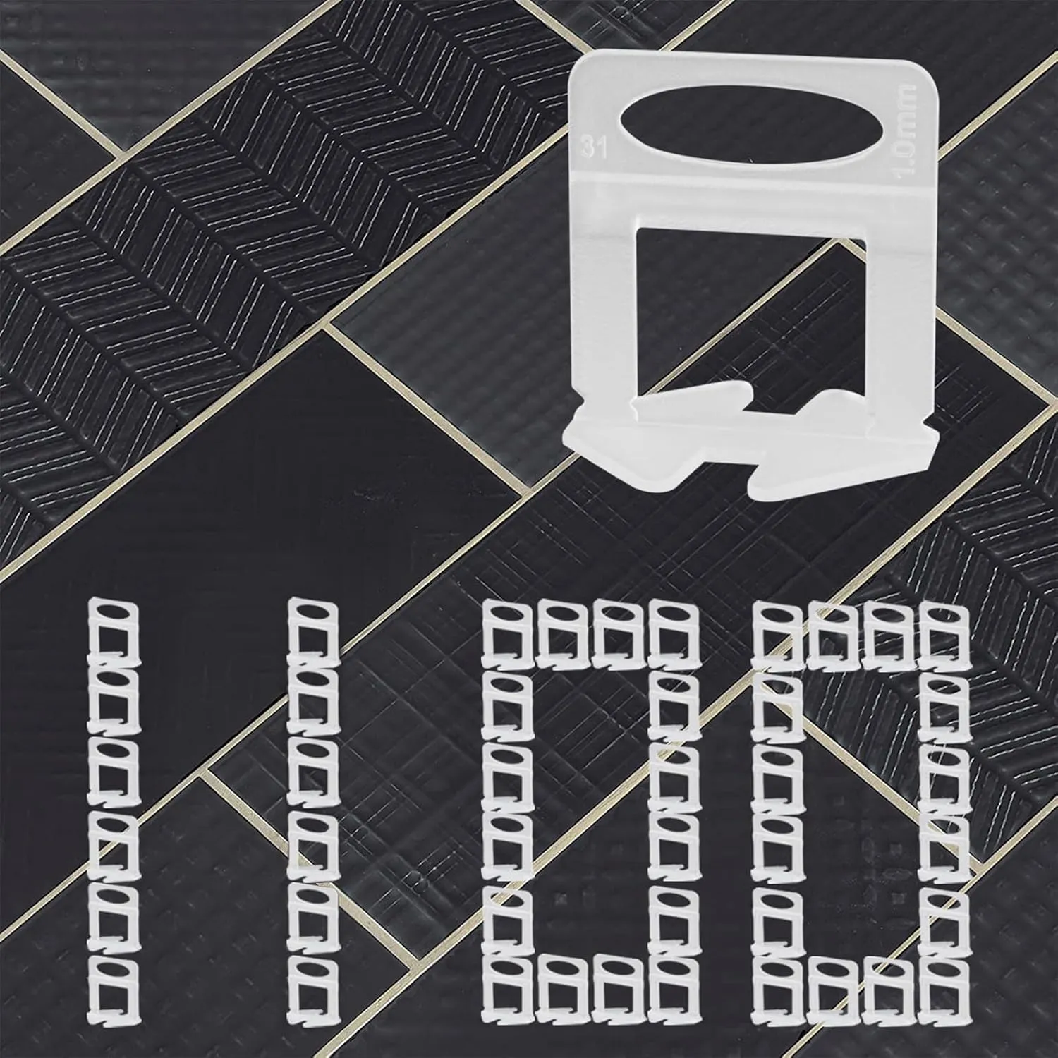 1100 Pcs Tile Leveling System Clips 1/32" (1.0mm) for Ceramic Tile and Stone Installation - DIY Tile Leveler Spacers Kit for Perfect Alignment(1100, 1/32)