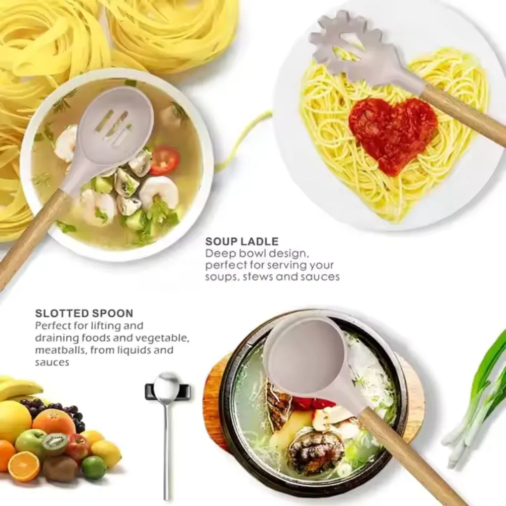 12 Pcs Silicone Cooking Utensils Kitchen Set.
