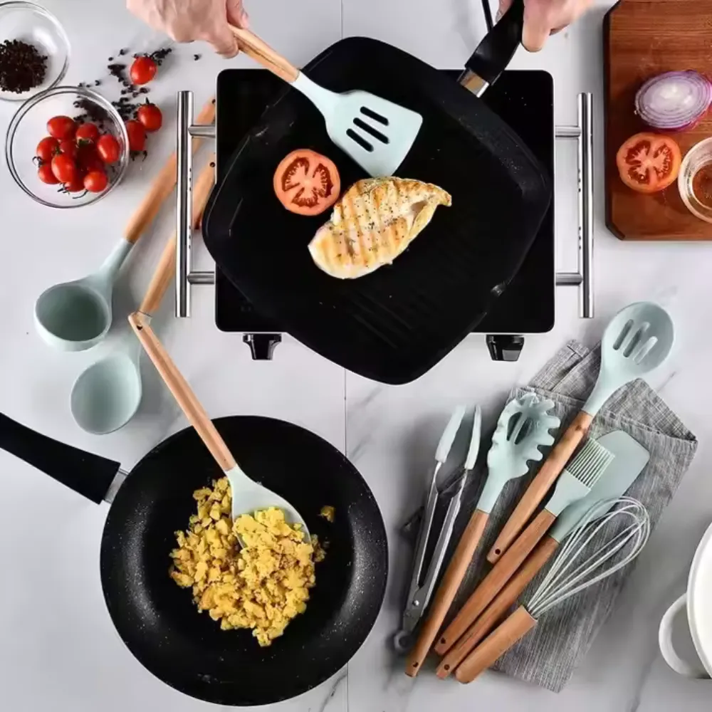 12 Pcs Silicone Cooking Utensils Kitchen Set.
