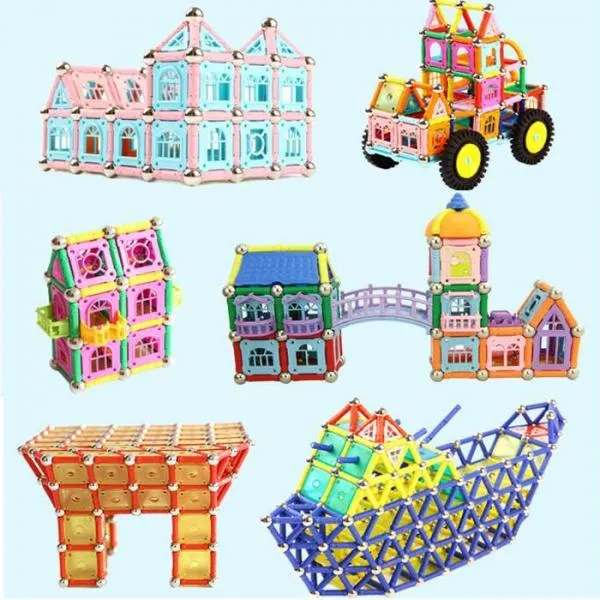 12pcs Magnetic Short Stick Children Educational Toy Assembly Part Random Color