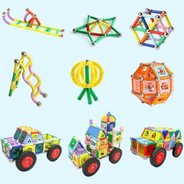 12pcs Magnetic Short Stick Children Educational Toy Assembly Part Random Color