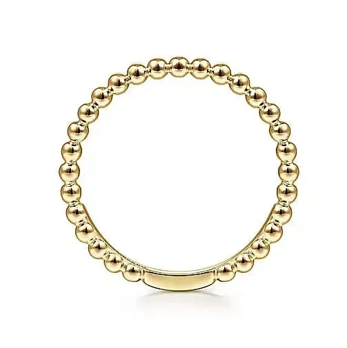 14K Yellow Gold Bujukan Beaded Ball Stackable Fashion Ring