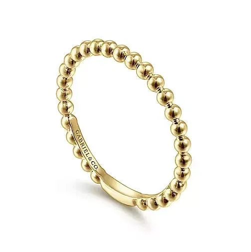 14K Yellow Gold Bujukan Beaded Ball Stackable Fashion Ring