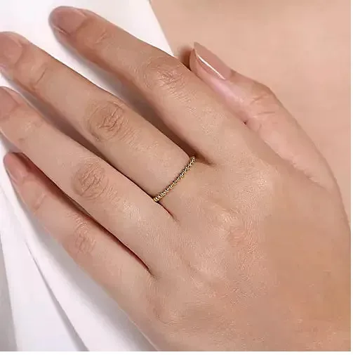 14K Yellow Gold Bujukan Beaded Ball Stackable Fashion Ring