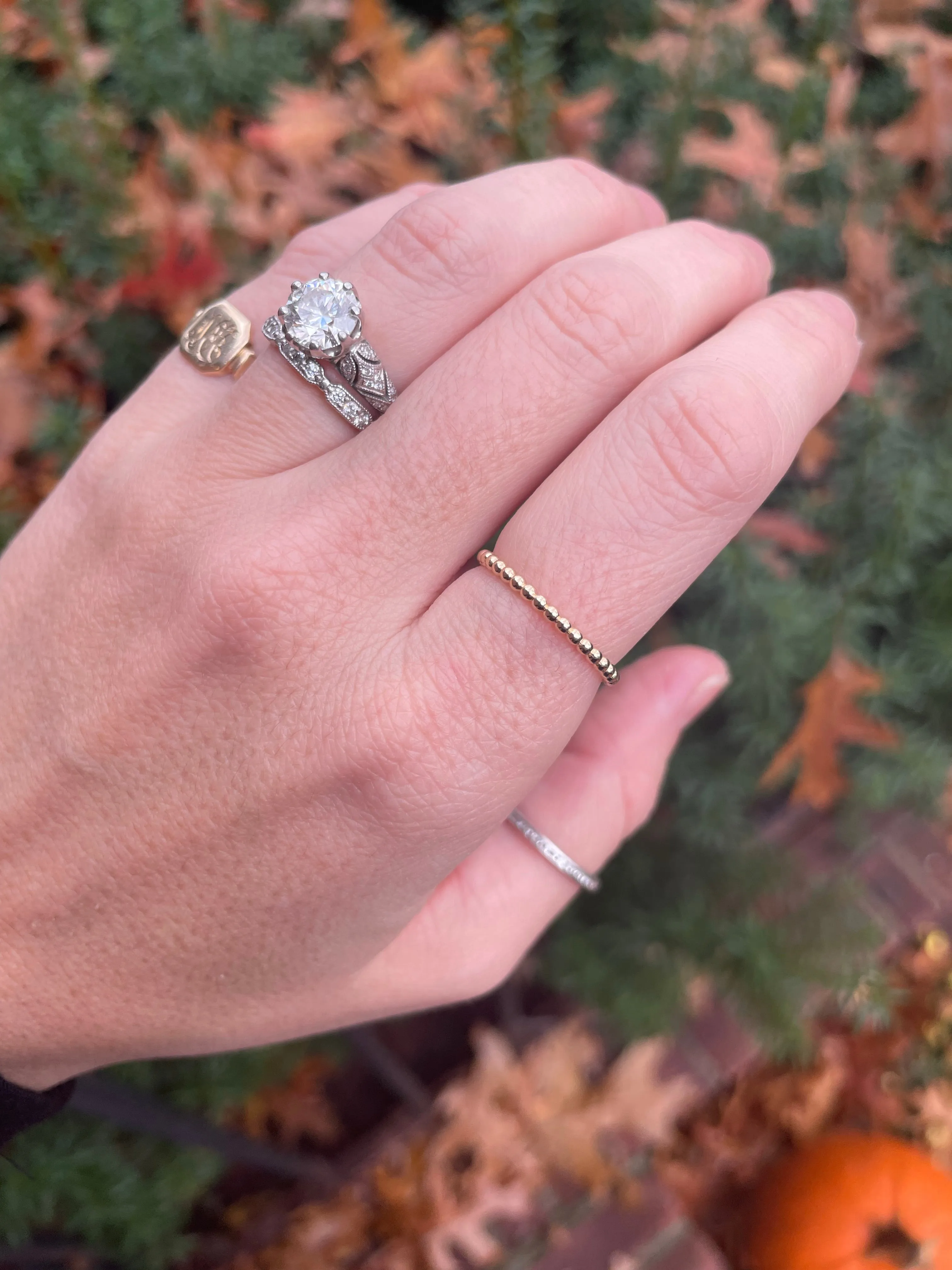 14kt gold ball stackable band