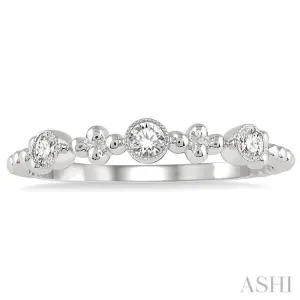 1/5 ctw Circular Mount Ball Link Round Cut Diamond Stackable Band in 14K White Gold