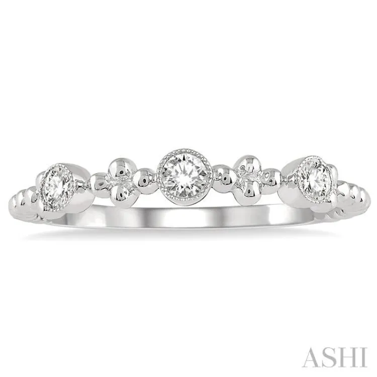 1/5 ctw Circular Mount Ball Link Round Cut Diamond Stackable Band in 14K White Gold