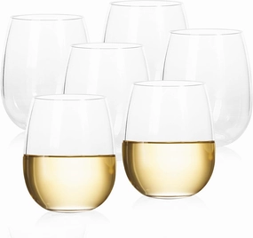 18-ounce Acrylic Glassses Stemless Wine Glasses, set of 6 Clear - Unbreakable, Dishwasher Safe, BPA Free…
