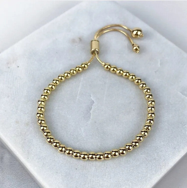 18k Gold Filled 4mm Gold Ball Adjustable Bracelet Luxus Accessories