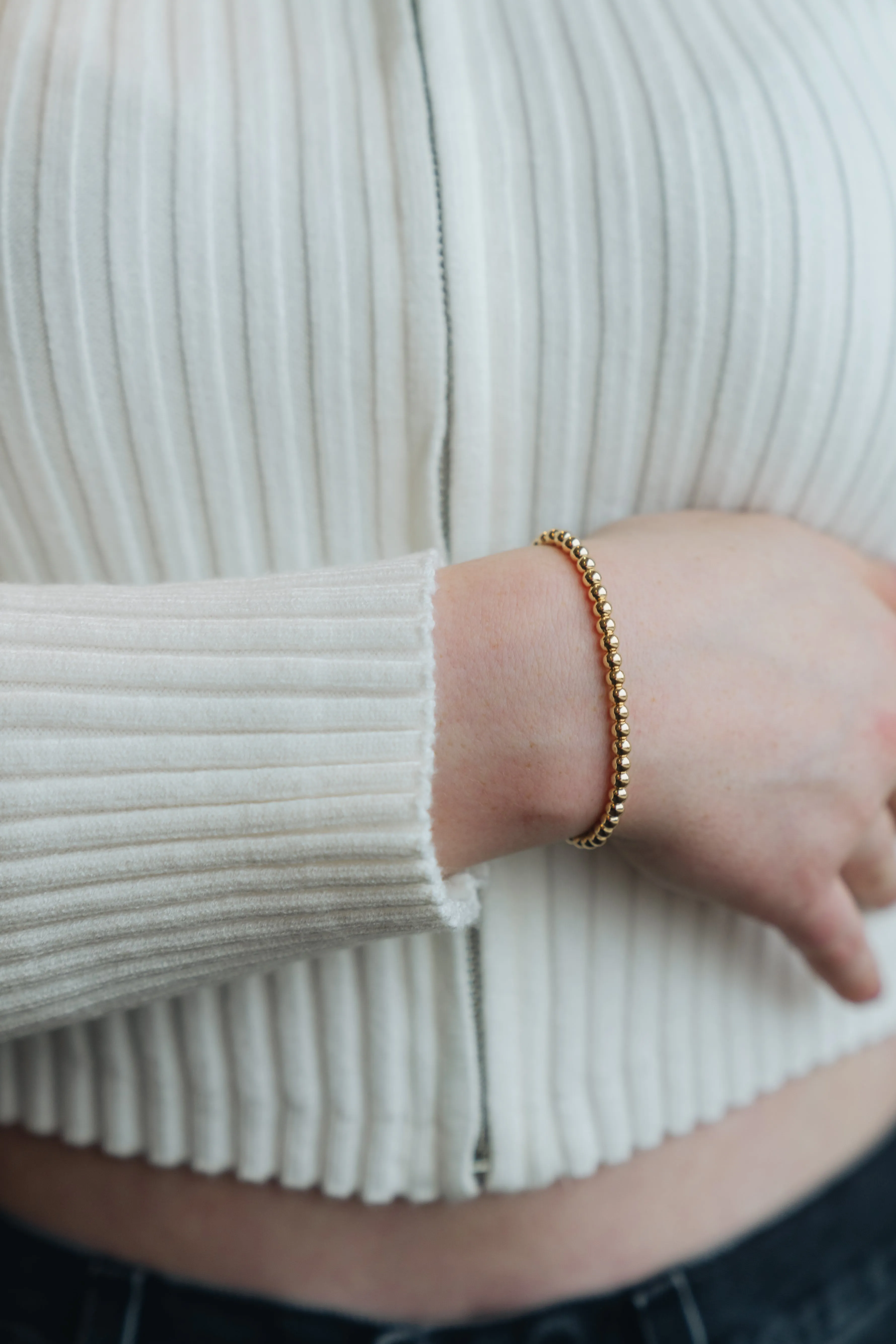 18k Gold Filled 4mm Gold Ball Adjustable Bracelet Luxus Accessories