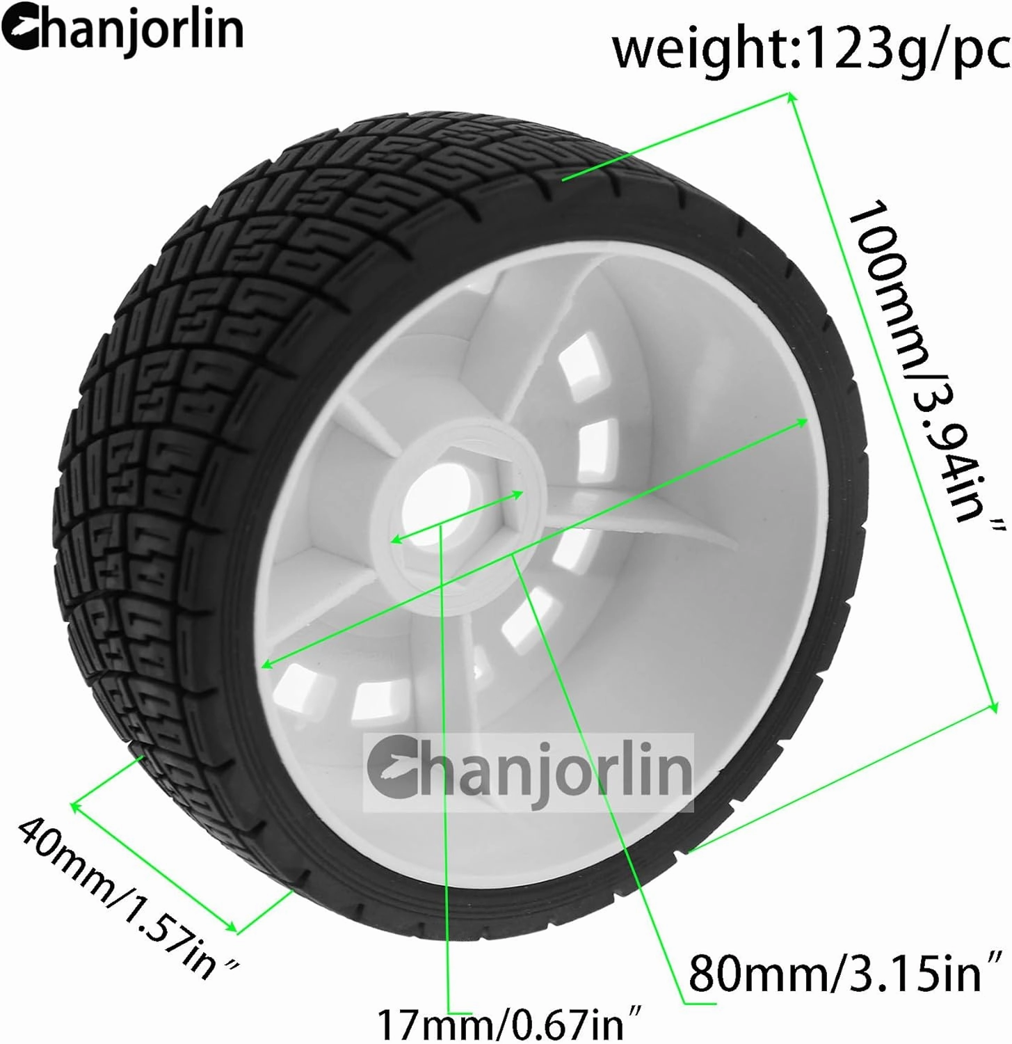 1/8 RC On Road Tires And Plastic Street Wheels 17mm Hex OD 3.94'' 1/7 Rally Racing Tyres For 1:8 1:7 Touring Street Drift Car Tamiya HPI WR8 HSP ARRMA Redcat Losi Kyosho GT2 VRX W10 (Black)