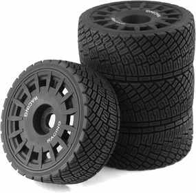 1/8 RC On Road Tires And Plastic Street Wheels 17mm Hex OD 3.94'' 1/7 Rally Racing Tyres For 1:8 1:7 Touring Street Drift Car Tamiya HPI WR8 HSP ARRMA Redcat Losi Kyosho GT2 VRX W10 (Black)