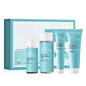 2 Pack For Sadoer Tea Tree SA Skin Care Set,4 Piece Oil Control Skincare Set,Moisturizing Skin Care Kit,Facial Skin Care Sets Kits,Cleanser Toners Facial Cream Serums