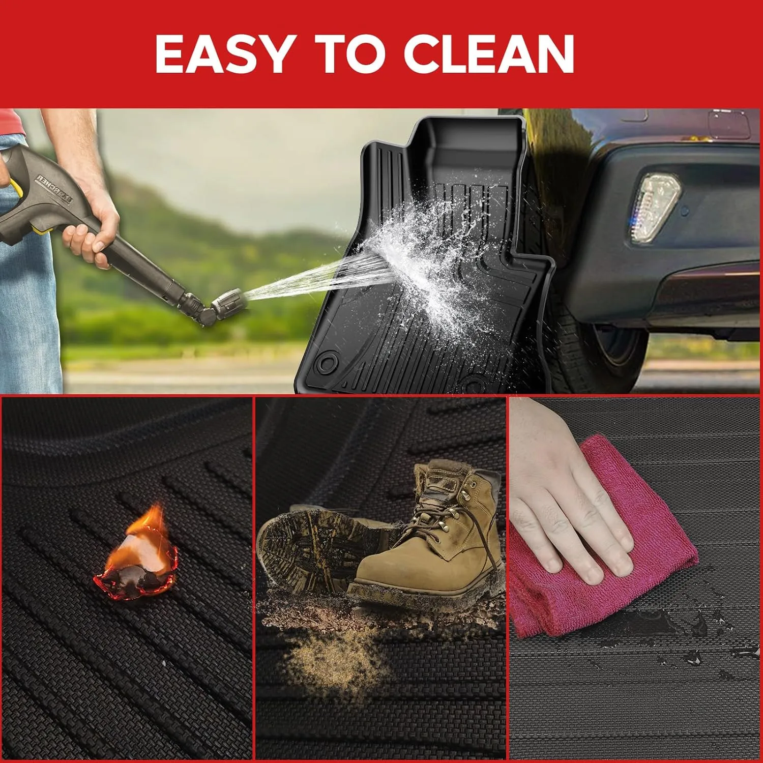 2014-2017 2018 X5 Floor Mats: AOMSAZTO All Weather Floor Mats & Cargo Liner Compatible with BMW X5 (F15) 2014-2018 | All Season Guard X5 Accessories Anti-Slip Floor Mats Cargo Liner Trunk Set