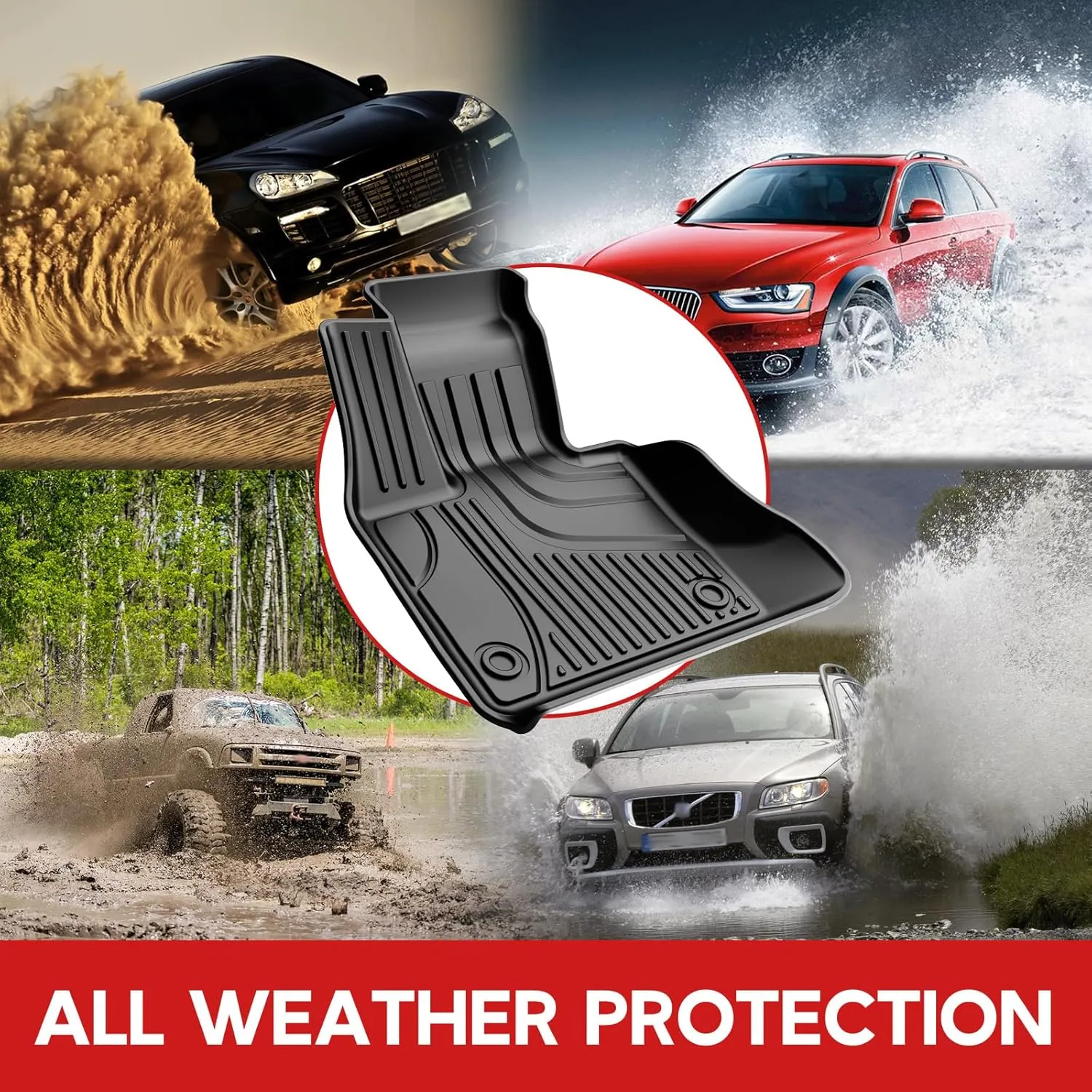 2014-2017 2018 X5 Floor Mats: AOMSAZTO All Weather Floor Mats & Cargo Liner Compatible with BMW X5 (F15) 2014-2018 | All Season Guard X5 Accessories Anti-Slip Floor Mats Cargo Liner Trunk Set