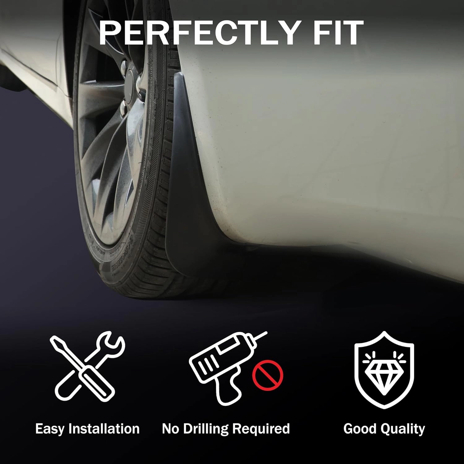 2016-2022 Model 3 for Tesla Mud Flaps Splash Guards Fenders No Holes, No Tape All-Weather Splash Guards, Durable No Ground Cutting(Set of 4)