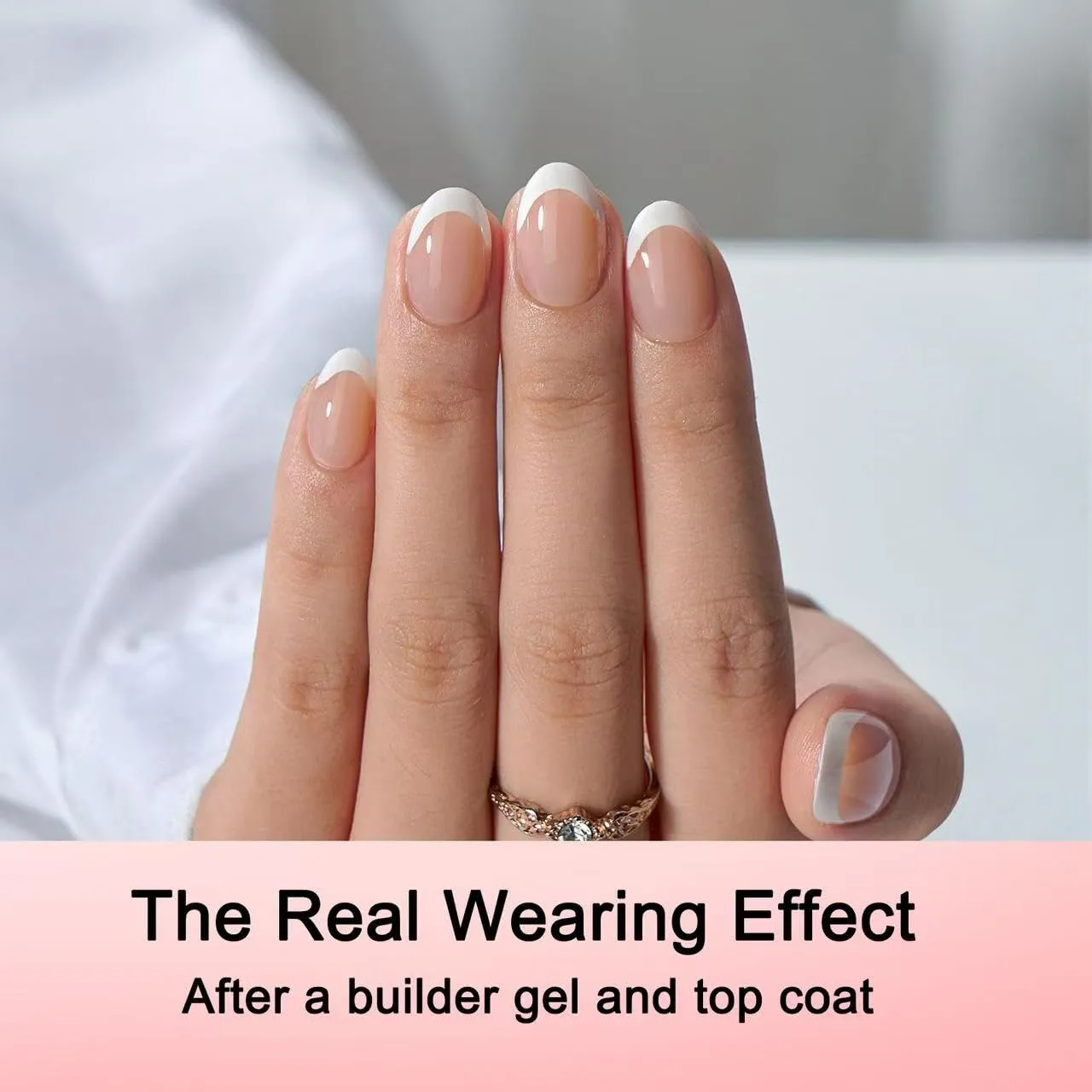 210 Pcs French Gel Nail Tips Short Oval Light Brown Press-on Nail Tips DIY Manicure Gift Set