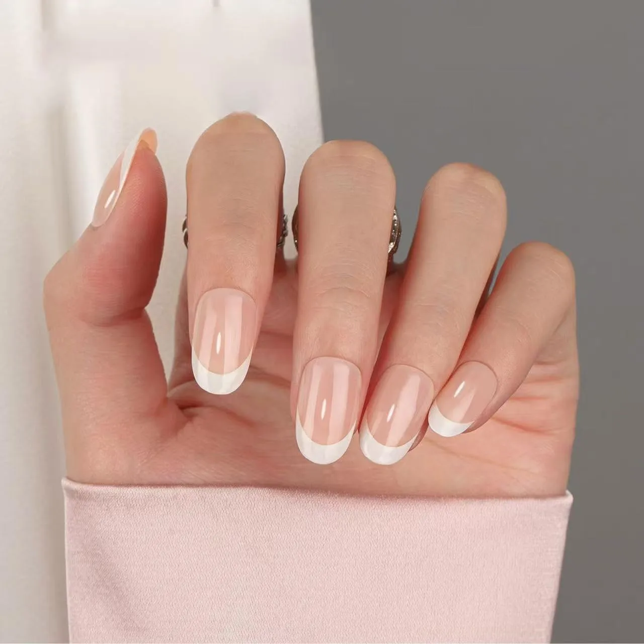 210 Pcs French Gel Nail Tips Short Oval Light Brown Press-on Nail Tips DIY Manicure Gift Set