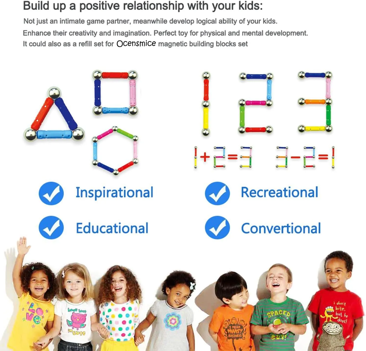 210Pcs Magnetic Building Sticks Blocks, Magnet Educational Toys STEM Toys Learning for Kids, 3D Construction Building Toy with Storage Bag