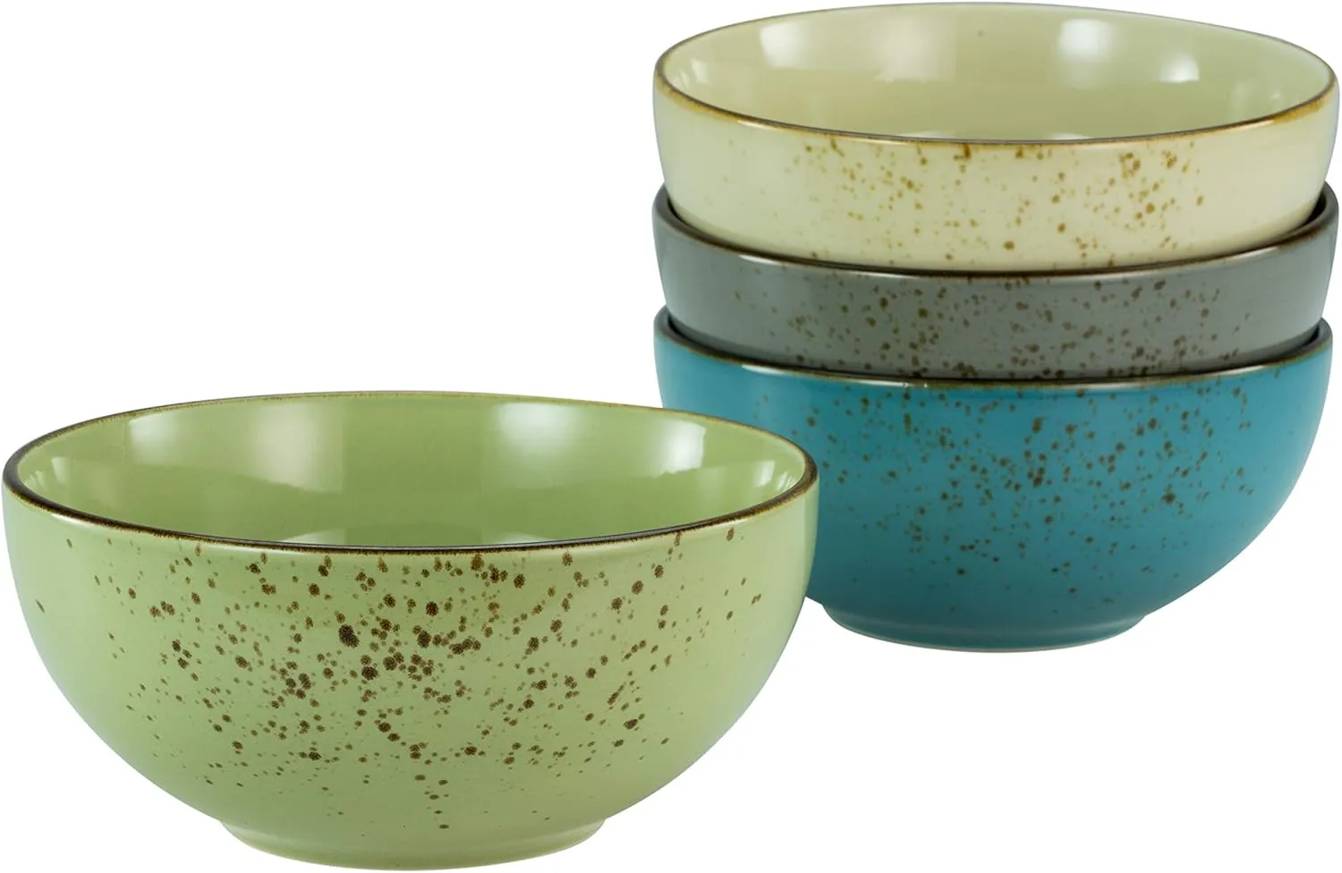 23421 Nature Collection Series Colourful 4-Piece Crockery Set, Cereal Bowl, Buddha Owl Made of Stoneware