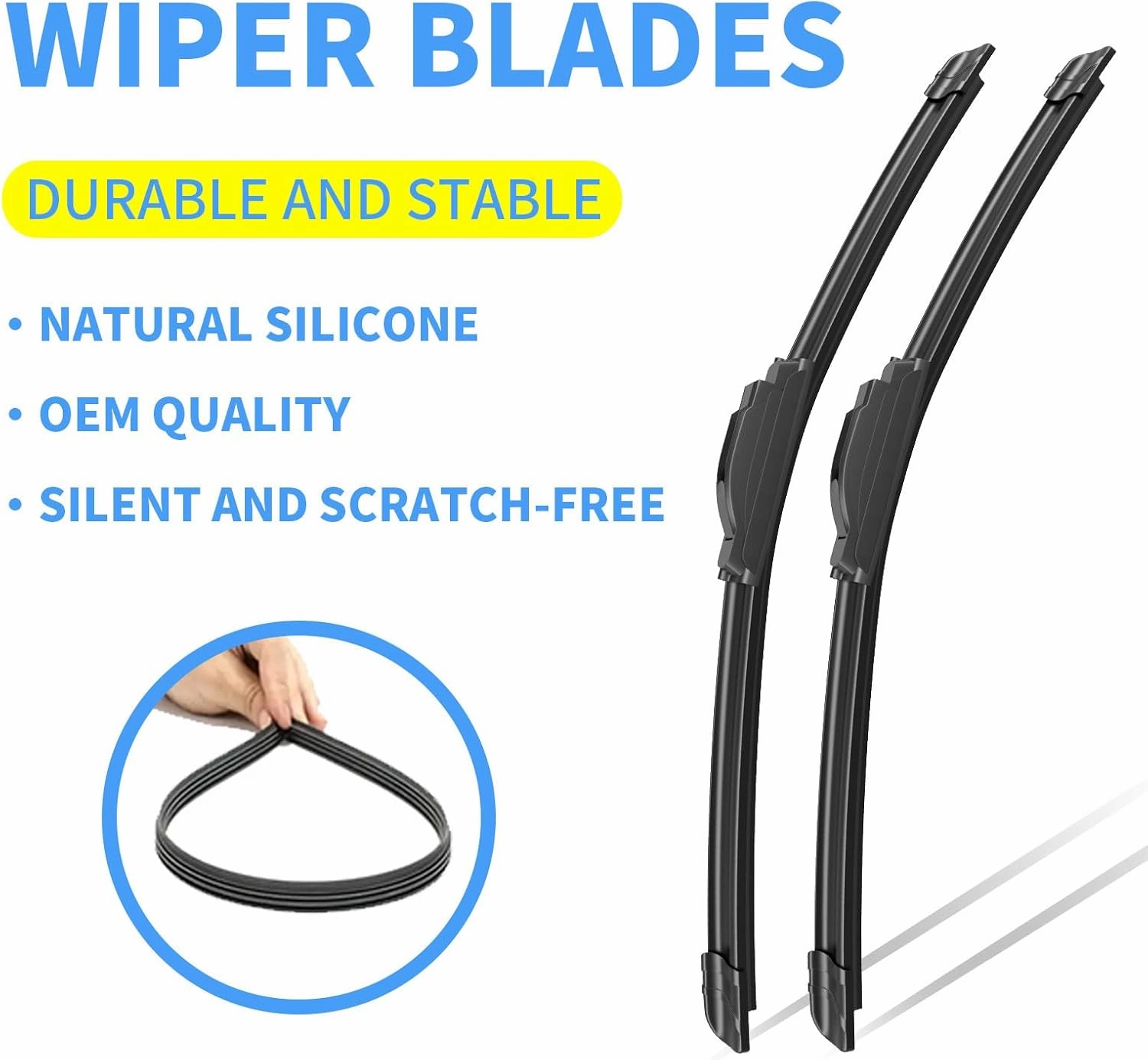 24" 24" Silicone Wiper Blades Replacement For Dodge Ram 1500 2002-2008, 2500 2003-2008, 3500 2003-2008, 1500 2019-2023, All-Season Front Windshield Wiper Blades (Set of 2)