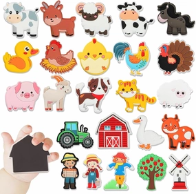 24PCS Farm Animals Refrigerator Magnets for Toddlers 1-3 Kids Cute Rubber Farm Animals Educational Toy Farm Animals Magnets for Fridge Full Back Magnetic Toys for Fridge Whiteboard Baby Gift