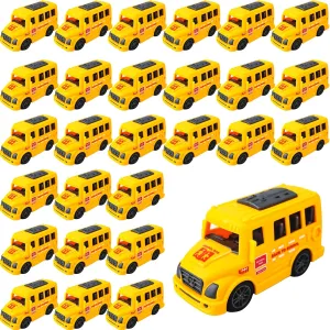 28 Pack Mini School Bus Bulk 4 Inch Pull Back School Bus Car Small Yellow Model Toy Car for Kids Birthday Party Goodie Bag Fillers Favors Ideal Gift