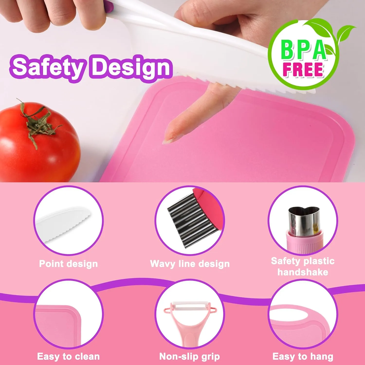 29 Pieces Kitchen Tools-Kids Cooking Sets Real-Toddler Knife Set for Real Cooking, Montessori Toys for 3 ,Toddler Utensils with Safe Knives Crinkle Cutter Cutting Board