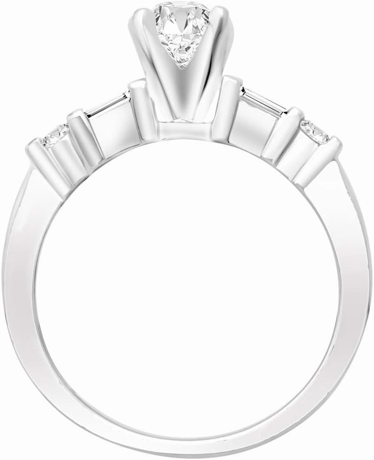 2.22 Carat t.w 14K White Gold Channel Set Baguette And Round Diamond Wedding Set w/a 1.5 Carat Princess Cut Blue Sapphire Heirloom Quality