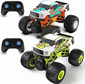 2 Pack 1:16 Scale RC Monster Truck - 2.4GHZ All Terrain Car for Kids 4-12, 20 Km/h Off Road RC Truck, Christmas or Birthday Gift