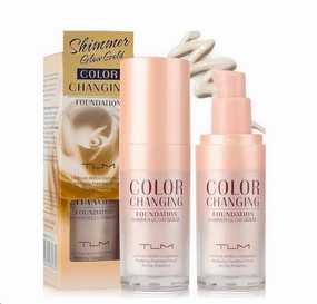 2 Pack Color Changing Foundation Liquid with Brushes & Sponges – Flawless Full Coverage BB Cream Makeup Base, SPF15, Gold & Silver Shimmer, Natural Skin Tone Matching Concealer, 30ml Each