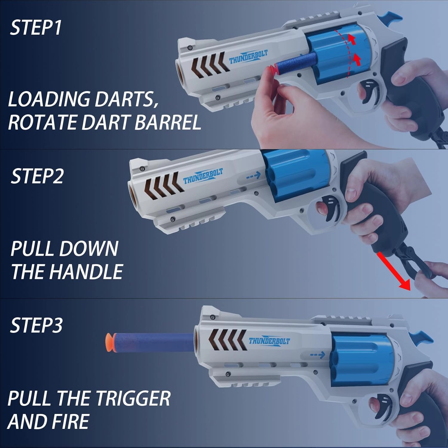 2 Pack Foam Dart Blaster Set for Kids with 40 Darts, 8 Dart Rotating Barrel, Kids Outdoor Games for Boys and Girls, Teens Ages 8 